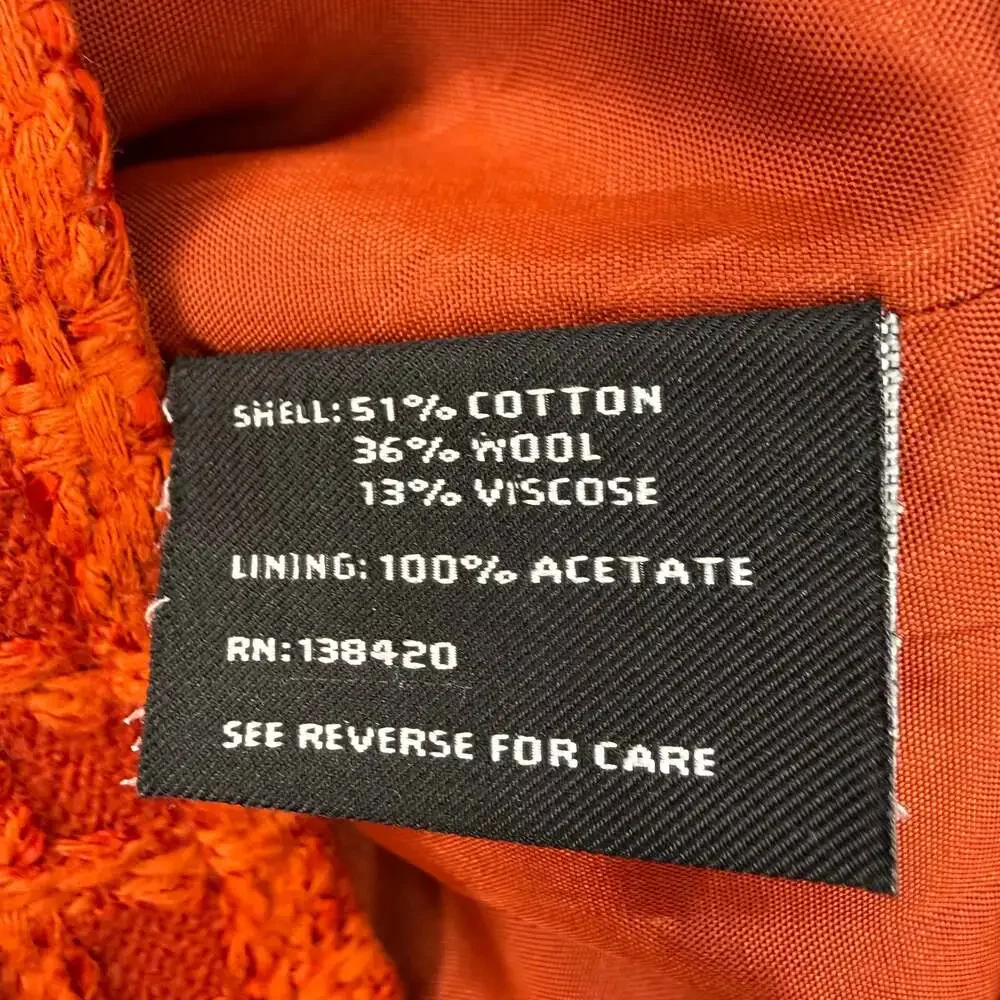 Carlisle‎ Wool Blend Check Burnt Orange Boucle Pleated Skirt